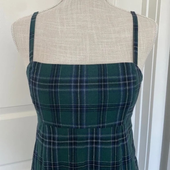 Urban Outfitters | UO Straight Green Plaid Mini Dress, Size 0 (XS) - Picture 3 of 13